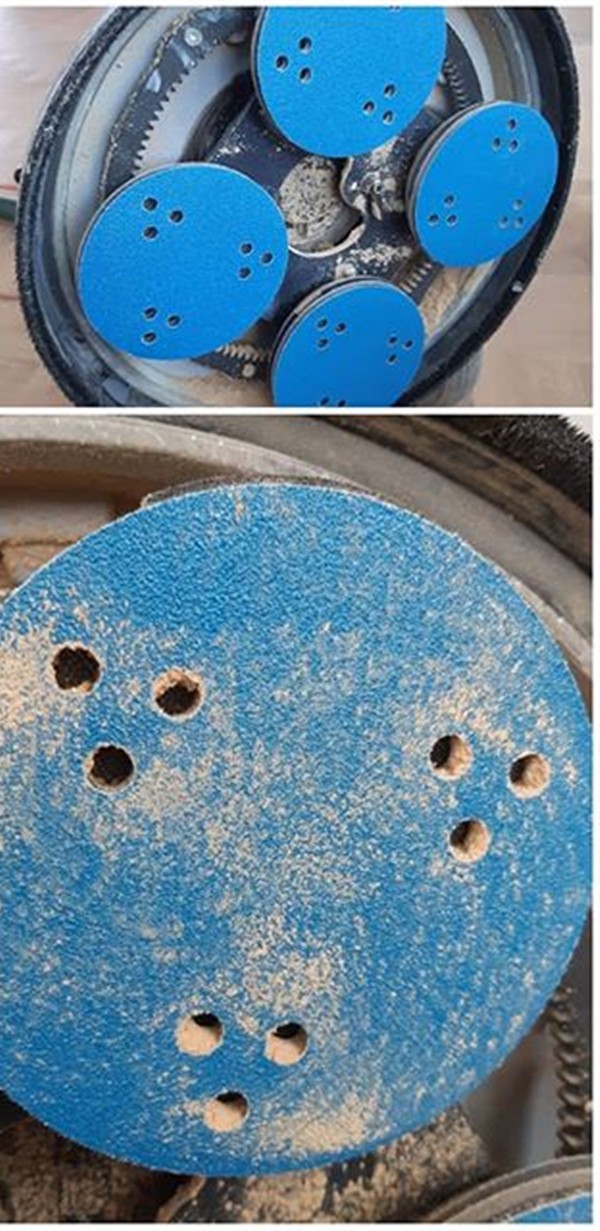 Schuurschijven met special design stofgaten in de schuurkop en na gebruik